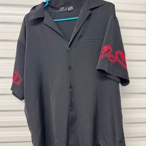 Men’s Medium Button Down Vintage Dragon Sleeves Rave Y2K Shirt